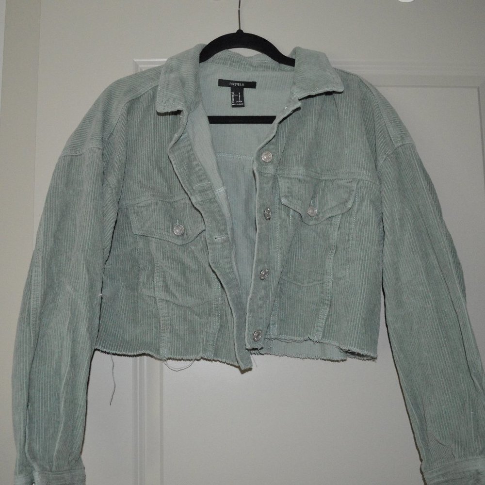 Forever 21 Green Cropped Corduroy Jacket